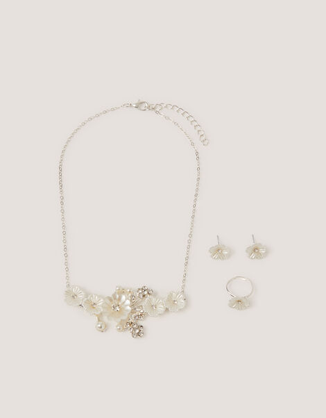 Pearly Flower Jewellery Set, , large