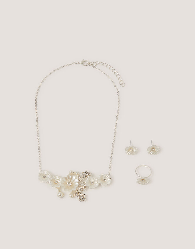 Pearly Flower Jewellery Set, , large
