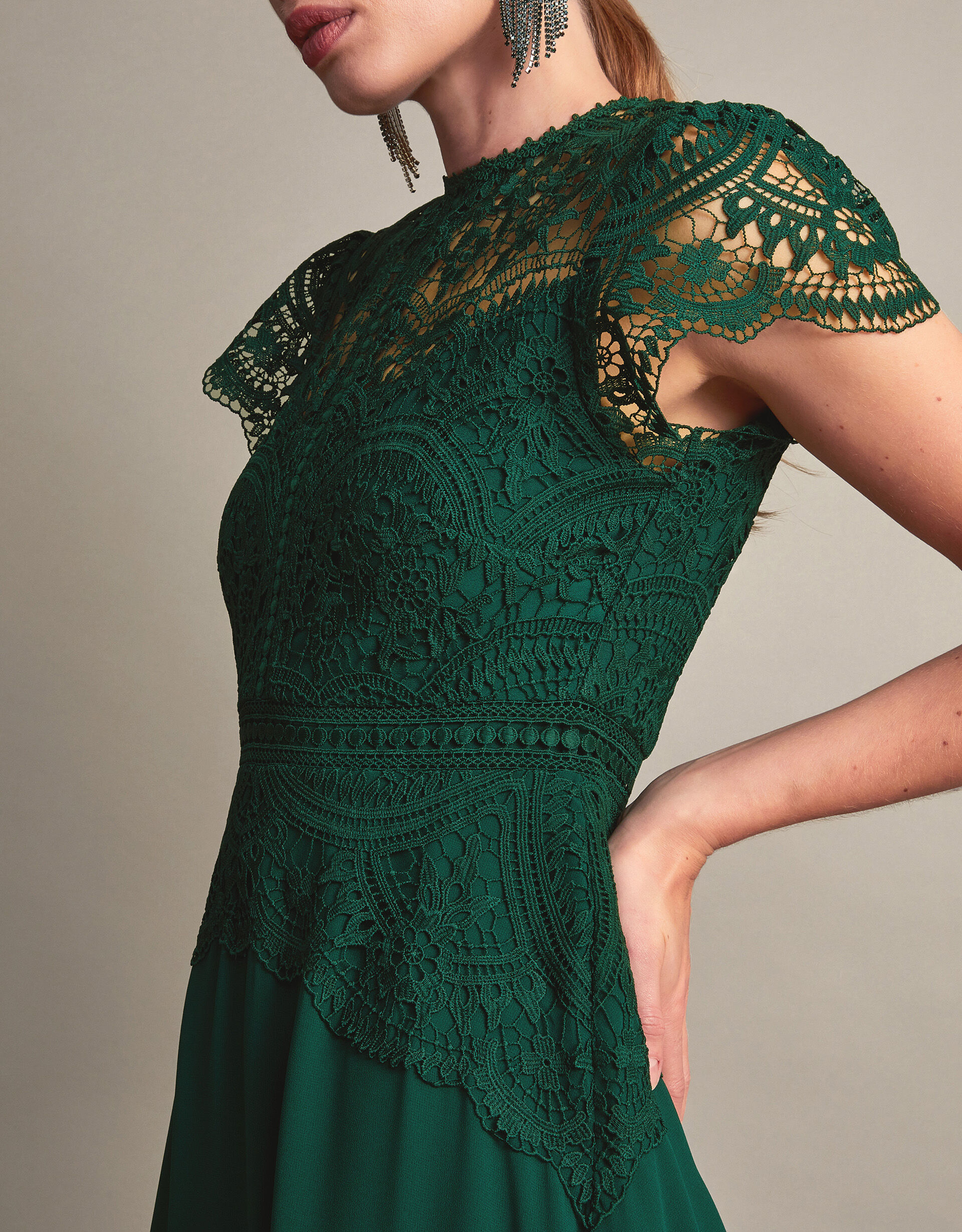 Monica Lace Midi Dress Green Evening Dresses Monsoon ROI