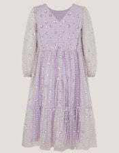 Colette Pearl Long Sleeve Party Dress, Purple (LILAC), large