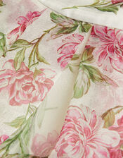 Strappy Peony Print Organza Dress, Ivory (IVORY), large