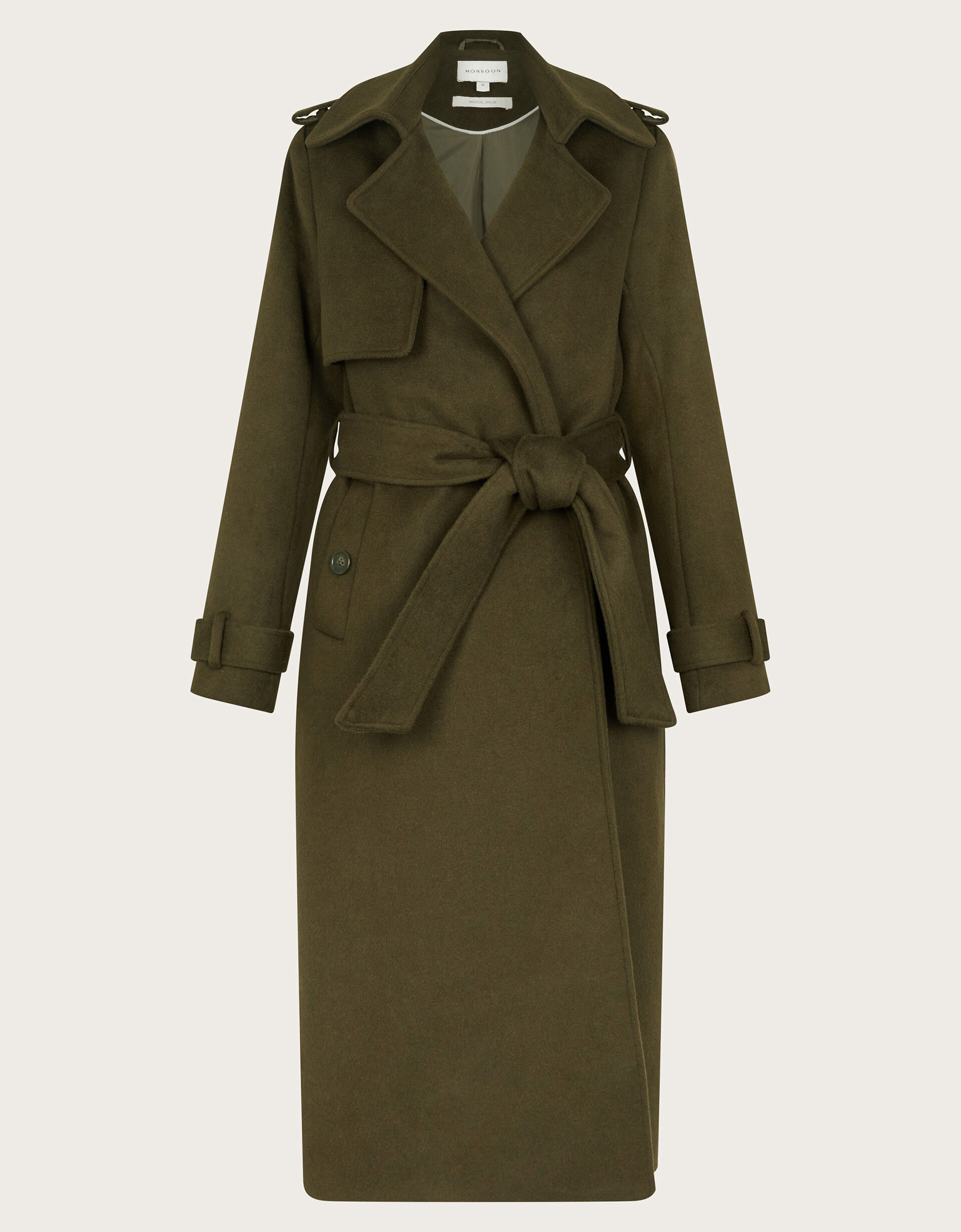 Ollie Belted Trench Coat Green | Women's Coats | Monsoon US.