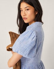 Winnie Stripe Maxi Shirt Dress, Blue (BLUE), large