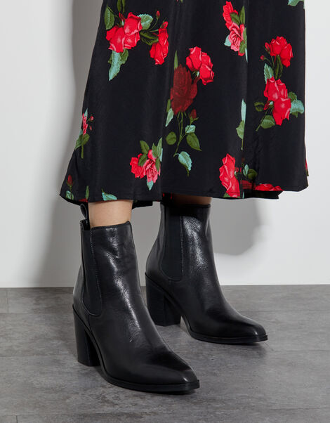 Libby Leather Block Heels, Black (BLACK), large
