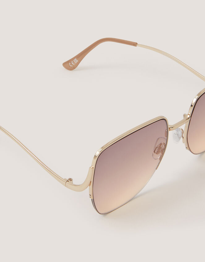 Oversized Metal Sunglasses, , large