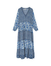 Maison Hotel Contrast Print Dress, Blue (BLUE), large