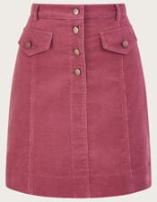 Cord Plain Short Skirt, Pink (PINK), large