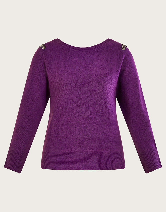 Emma Embellished Shoulder Jumper, Purple (PURPLE), large
