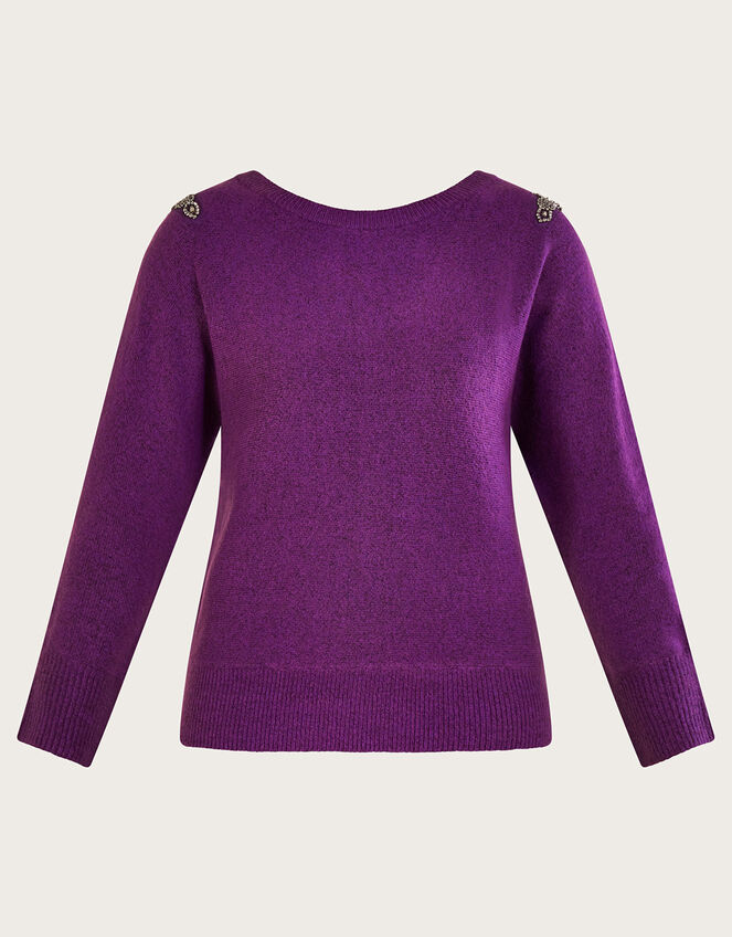 Emma Embellished Shoulder Jumper Purple