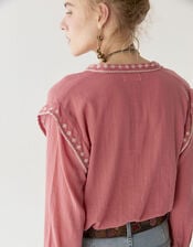 Maison Hotel Phillipa Embroidered Blouse, Orange (CORAL), large
