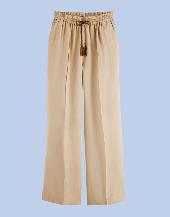 Scotch and Soda Hope High-Waisted Trousers Shorter Length, Natural (NEUTRAL), large