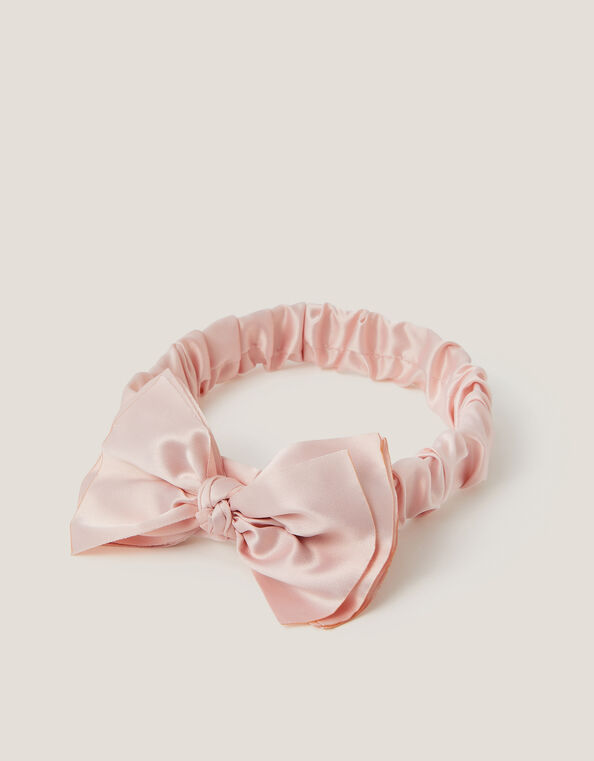 Satin Bow Bando Headband, Pink (DUSKY PINK), large