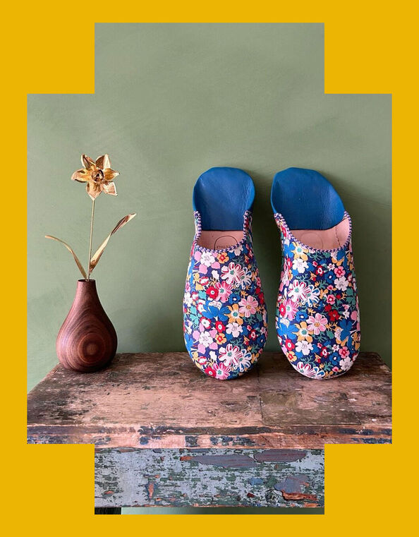 Bohemia Design Liberty Print Babouche Slippers, Blue (BLUE), large