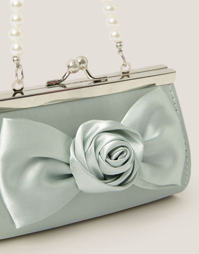Satin Rose Bow Mini Bag, Green (SAGE), large