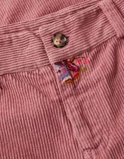 Embroidered Corduroy Wide Leg Pants, Pink (PINK), large