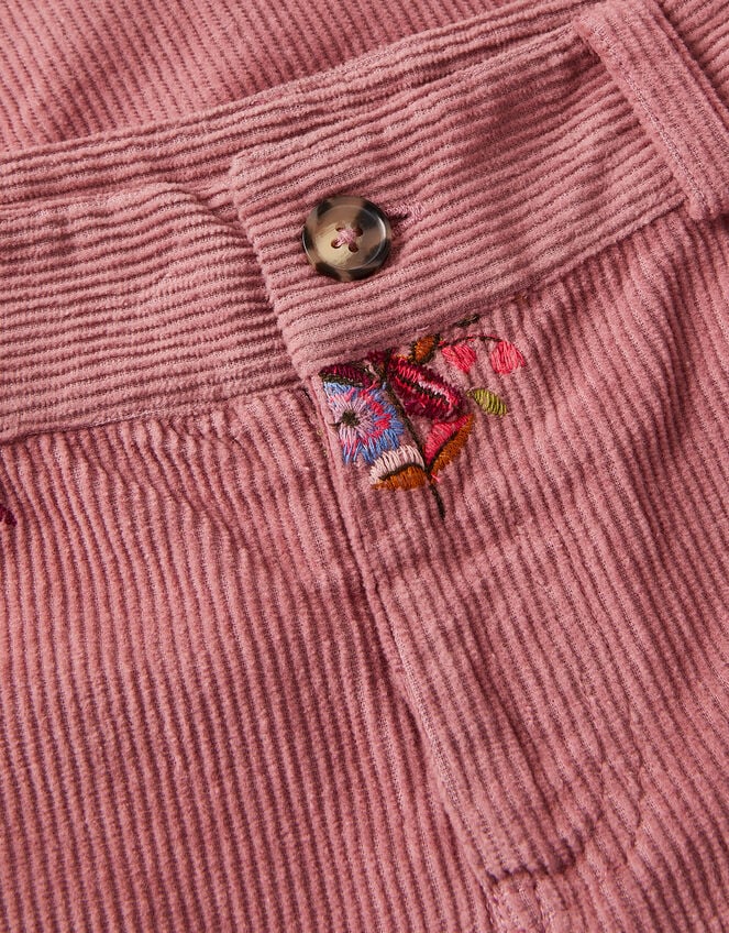Embroidered Corduroy Wide Leg Pants, Pink (PINK), large