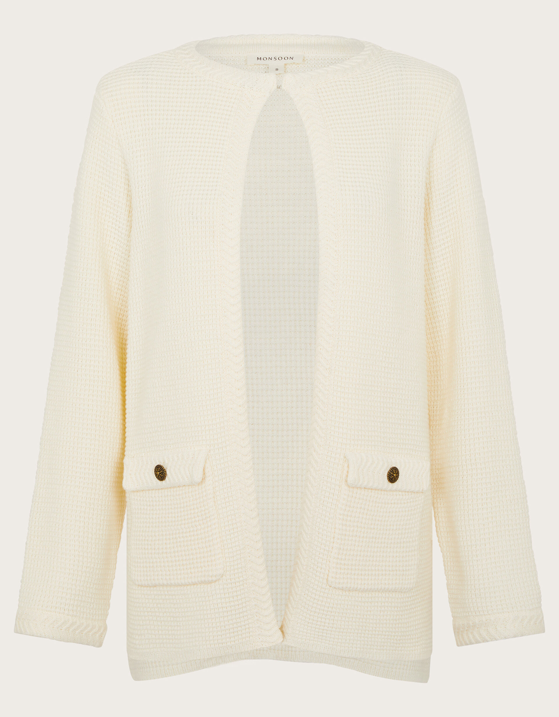 Ivory open front cardigan top