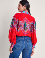 Tiffany Print Blouse, Red (RED), large