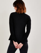 Cut-Out Halter Jersey Top, Black (BLACK), large