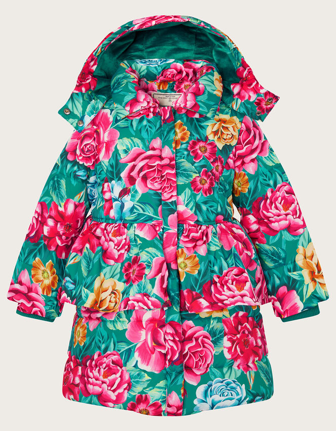 Floral Printed Padded Coat, Green (GREEN), large