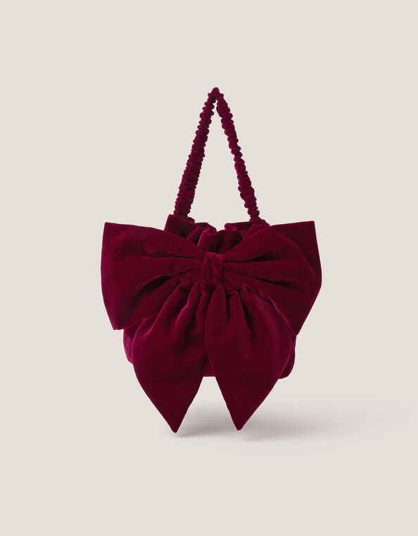 Ciri Bow Velvet Pouch Purse, , large