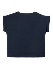 Frugi Sophia Slub Rainbow T-Shirt, Blue (NAVY), large