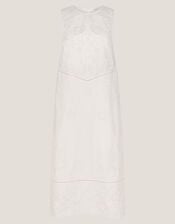 Carly Embroidered Midi Shift Dress, White (WHITE), large