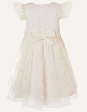 Glitter Print Tulle Dress, Natural (CHAMPAGNE), large