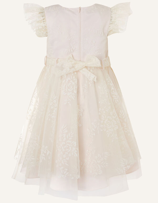 Glitter Print Tulle Dress, Natural (CHAMPAGNE), large