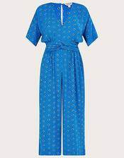 Diamond Print Jumpsuit, Blue (BLUE), large