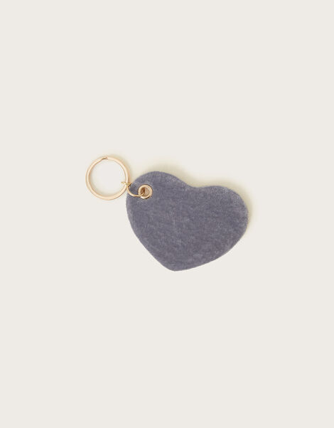 Plain Velvet Heart Keyring, Grey (GREY), large