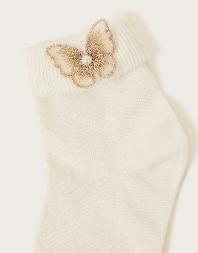Lace Butterfly Socks, Ivory (IVORY), large