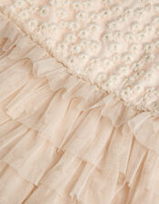 Taylor Daisy Embroidered Party Dress, White (WARM IVORY), large