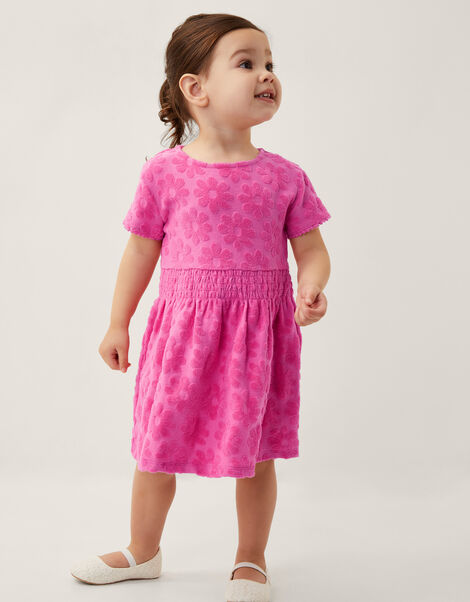 Baby Flower Towelling Dress, Pink (PINK), large
