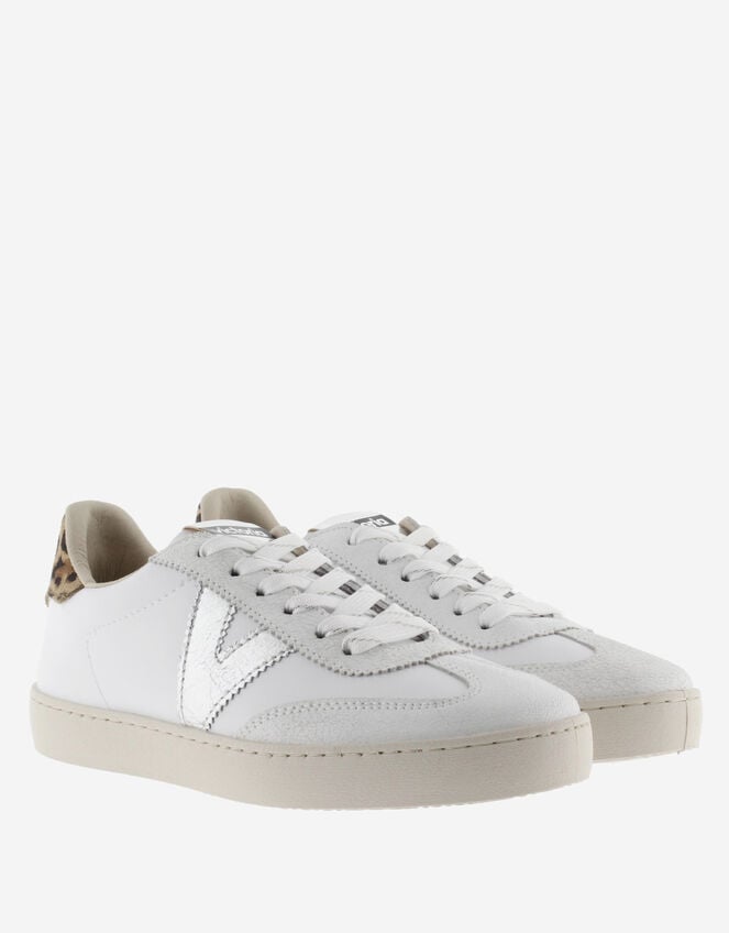Victoria Berlin Leopard Print Trainers, Silver (SILVER), large
