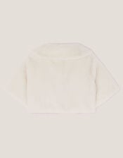 Faux Fur Collared Shrug, Ivory (IVORY), large