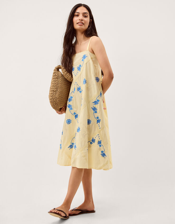 Sophie Embroidered Midi Cami Dress, Yellow (YELLOW), large