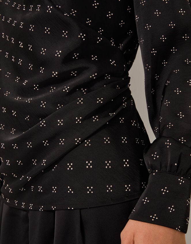 Margot Hotfix Long Sleeve Blouse, Black (BLACK), large