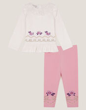 Baby Floral Heart Top & Leggings Set, Ivory (IVORY), large