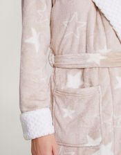 Star Print Dressing Gown, Brown (TAUPE), large