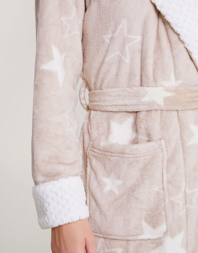 Star Print Dressing Gown, Brown (TAUPE), large