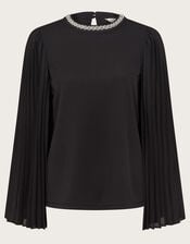 Jaye Jewel Cape Sleeve Top, Black (BLACK), large