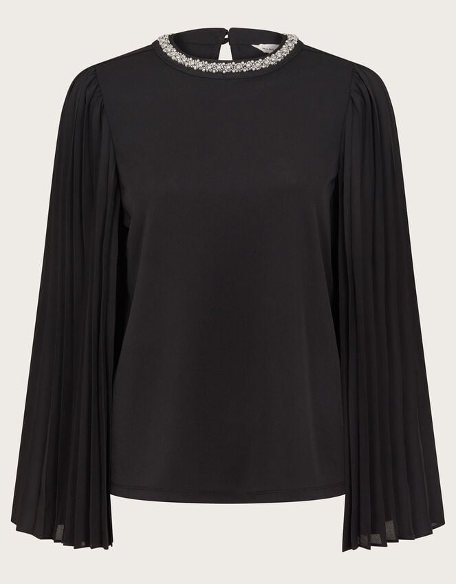 Jaye Jewel Cape Sleeve Top, Black (BLACK), large