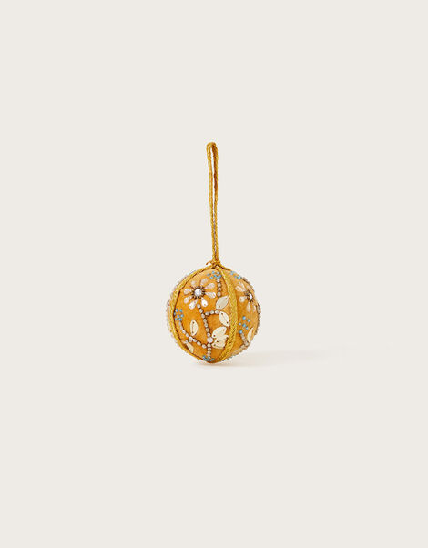 Velvet Embroidered Bauble  Yellow, Yellow (YELLOW), large
