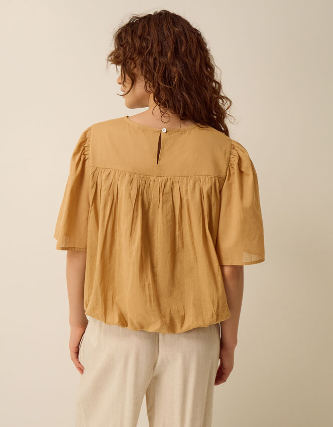 Delta Embroidered Bubble Hem Top, Camel (CAMEL), large