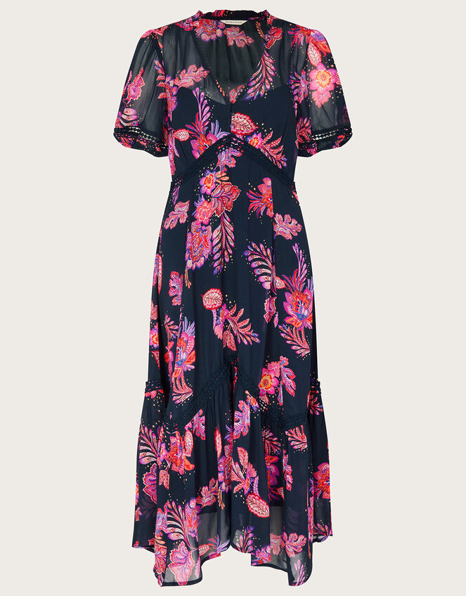 Finn Hanky Hem Dress in Sustainable Viscose, Blue (NAVY), large