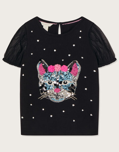 Cat T-Shirt , Black (BLACK), large