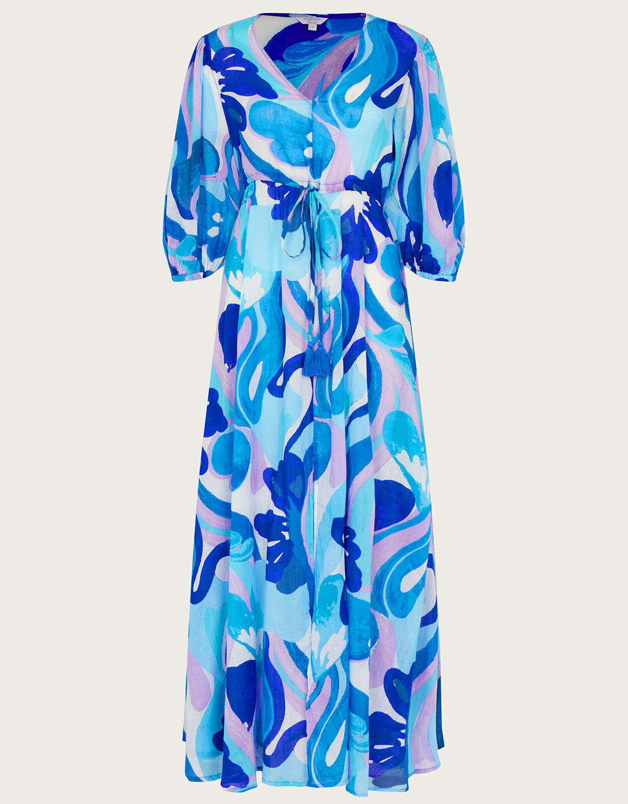 Swirl Print Maxi Dress Blue