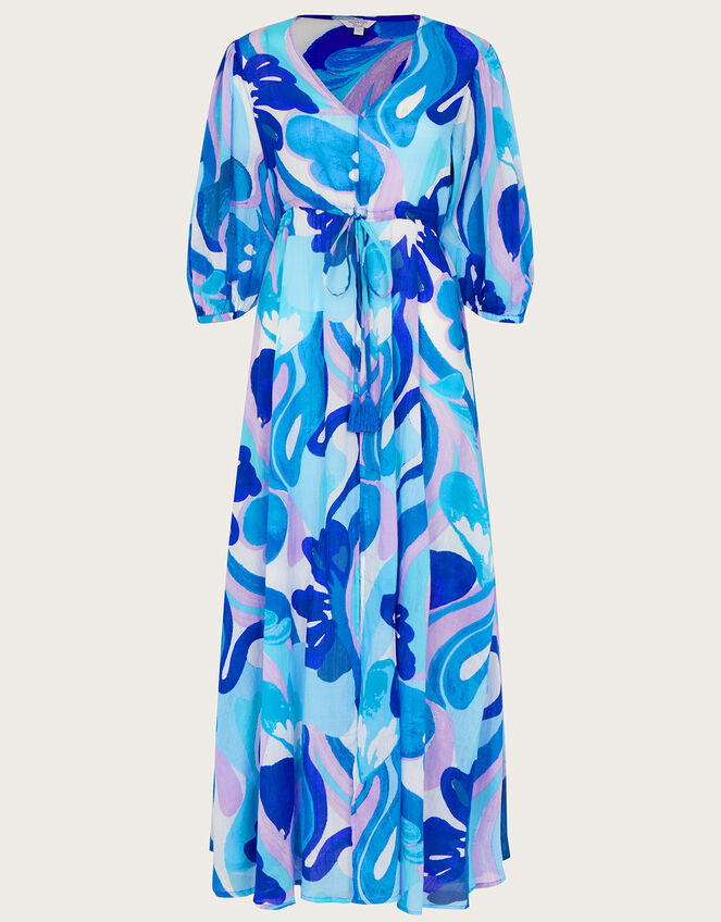 Swirl Print Maxi Dress, Blue (BLUE), large