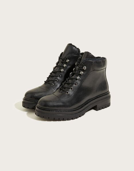 Leather Walking Boots Black, Black (BLACK), large